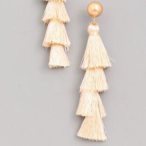 Ivory Bright Layered Tassel Ear Rings